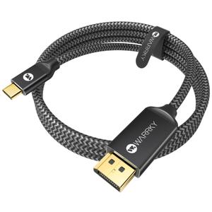 Warrky USB C to DisplayPort Cable for Office and Gaming (8K 60Hz, 4K 240/144Hz) Aluminum Type-C to Display Port Cord [Thunderbolt 3/4 Compatible] for MacBook Pro/Air, iPhone 15 Series, iPad -10ft (Grey)