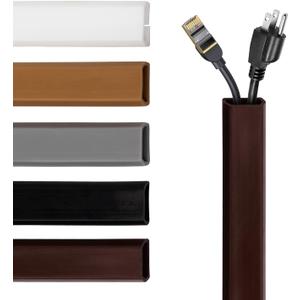 TV Cord Hider  Flexible Wall Cord Cover Low Profile Silicone Cable Raceway Self Adhesive Cut to Size Design for Hiding Wires on Wall Clean Home Setup Cable Concealment, Dark Brown, 6 Feet