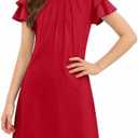 Arshiner Girls Summer Dress Tween Flutter Sleeve Pleated Front A Line Boho Beach Casual Dresses, 150