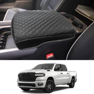 Center Console Cover Fits 2019-2025 Ram 1500 2500 3500 PU Leather Armrest Box Protective Cover for 5th Ram 1500 Center Console Middle Console Cover Accessories Bucket Seat Only