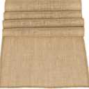 Ling's moment 12 x 108 Inches Jute Farmhouse Table Runner Burlap Table Decor Bamboo for Winter Rustic Wedding Decorations Woodland Baby Shower Country Kitchen Boho Out Table Decor