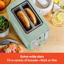 BELLA 2 Slice Toaster with Auto Shut Off - Extra Wide Slots & Removable Crumb Tray and Cancel, Defrost & Reheat Function - Toast Bread, Bagel & Waffle, Sage
