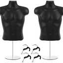 Geetery 2 Pack Male Mannequin Torso Dress Form Mannequin Body T Shirt Display with Stand and Hanging Hook Hollow Back for Counter, Craft Shows, Photos or Design, S-m Size