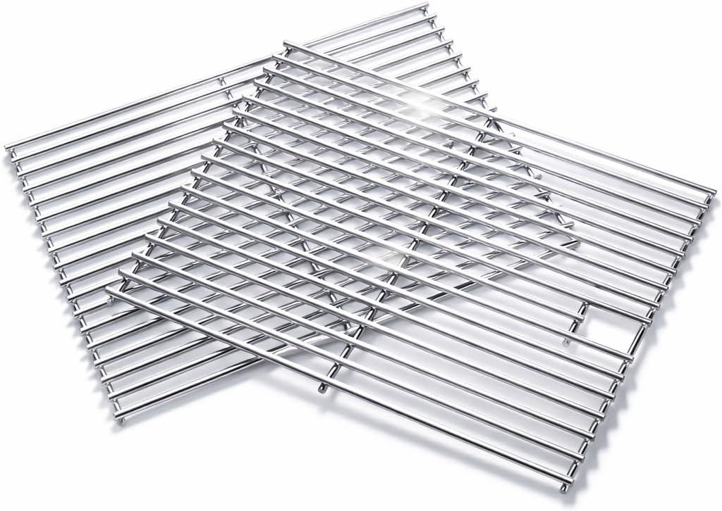 17 Inch Grill Grates for Nexgrill Replacement Parts 4 Burner 720-0830H 720-0830X 720-0888S 720-0783W,2 Pack 201 Stainless Steel Cooking Grates for Homedepot Nexgrill 5 Burner 720-0888N Gas Grill (Silver)