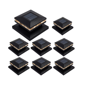 MAGGIFT 15 Lumen Post Lights for Outdoor, Fence Deck or Patio, Solar Powered Caps, Warm White High Brightness SMD LED Lighting, Lamp Fits 4x4, 5x5 or 6x6 Wooden Posts, 8 Pack