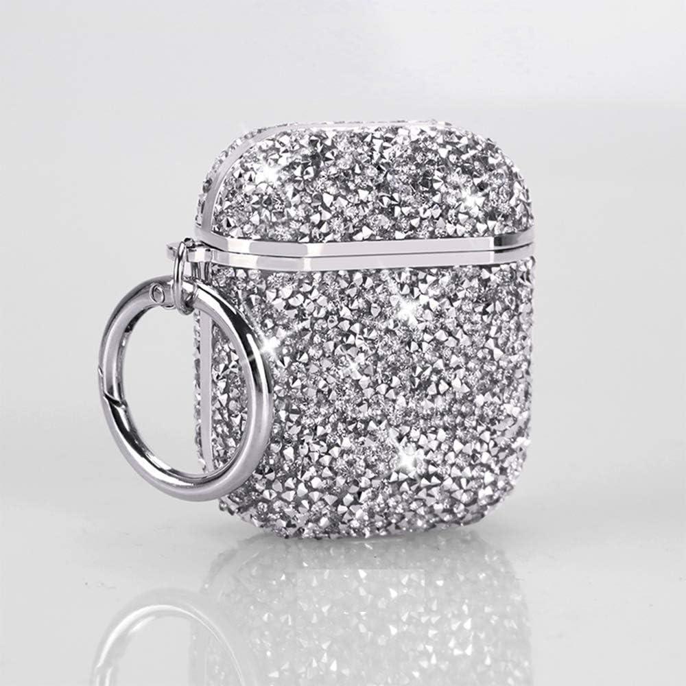 Superious Crystal Protective AirPod Case has Drop Proof Protection, Wireless Charging, Bling, Glitter, and a Keychain with a Cute Twist; Compatible with Apple AirPods Case 