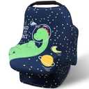 Car Seat Canopy Nursing Cover for Babies, Metplus Baby Carseat Cover Carrier Cover Breastfeeding Cover for Boys Girls, Soft Stretchy Breathable and Easy to Use, Infant Shower Gifts Newborn Essentials