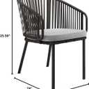 Modway Harbor Outdoor Patio Aluminum and Woven Rope Dining Armchair in Charcoal Gray