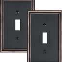 2-Pack Single Toggle Light Switch Cover Plate, Durable Solid Zinc Alloy Decorative Switch Plate Covers, Aged Bronze 1 Gang Wall Plate, Corrosion Resistant