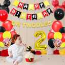 Nyhpar Cartoon 2nd Birthday Party Supplies Oh Twodles Theme Party Decorations Includes Felt Banner,Welcome Hanger Door Sign, Tablecloth,Cake Cupcake Toppers,Mouse Head Balloons, Latex Balloons