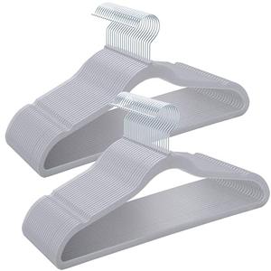 Plastic Coat Hangers 50-Pack,Non-Slip, Space Saving Closet Hangers for Dorm & Apartment - 360° Rotating, Heavy Duty, Durable (Grey)