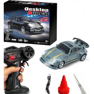 Mini RC Drift Car, 1/64 RC Remote Control Car High Speed, 2.4GHz Full Proportional RTR Micro Sports Racing Drift, 4WD HobbyFast Race Vehicle with Lights, Model Toys Gift for Kids, Boys, Adults (Green)