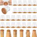 24 Pcs Chair Leg Floor Protectors for Hardwood Floors Silicone Covers to Protect Wood Tile Floors Scratches Felt Pads Furniture Leg Caps No Noise (Fit:0.5"-0.89") (Universal XS(Fit:0.5"-0.89"), Clear-24pcs)