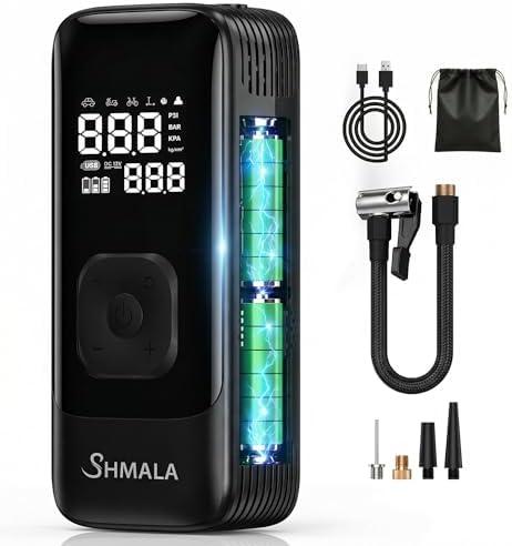 Tire Inflator Portable Air Compressor  Cordless Air Compressor with Digital Gauge, LED Light, Power Bank & Auto-Shutoff Tire Air Pump for Car, Motorcycle & Bicycle Tires (Black)