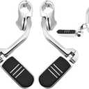 1.25" Highway Footpegs, Motorcycle Adjustable Footrest for Harley Davidson Touring Road King Road Glide Street Glide Electra Glide Sportster Softail 1 1/4" Engine Guard Foot Pegs, Chrome