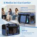 Rabbitgoo Cat Carrier Soft with Rollable Flap, Travel Safe for Car Airline,Comfortable for Anxious Kittens, Collapsible Portable Carrying Bag, Small Medium Cats, Escape Proof, Blue, 19"Lx11"Wx12"H