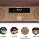 Crosley CR3501A-MA Fleetwood Retro Alarm Clock FM Radio and CD Player with Stereo Bluetooth Speakers, Mahogany