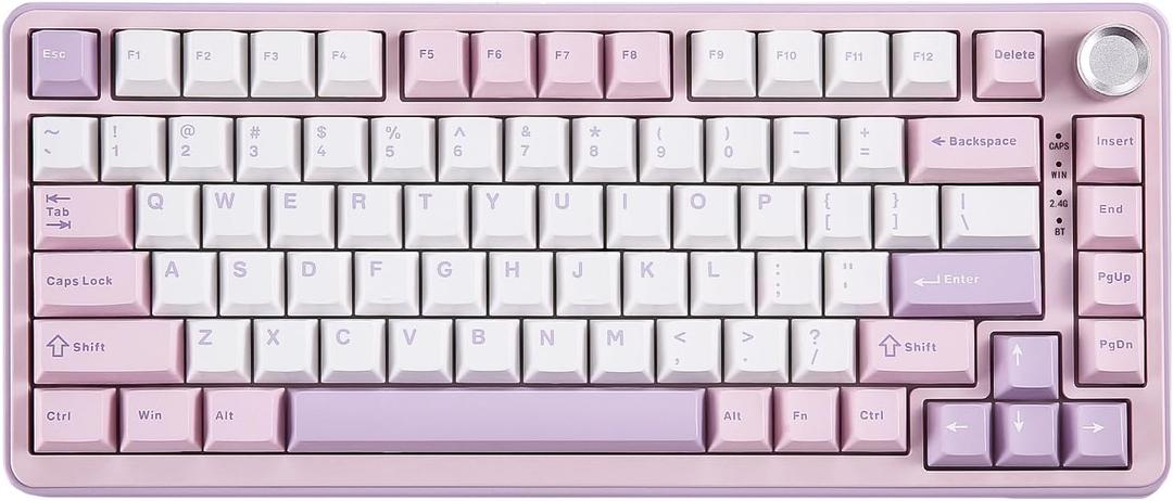 YUNZII B75 PRO Wireless Mechanical Keyboard,75% Layout with Knob,Hot Swap Gasket Custom Structure,Creamy Pre-lubed Switches,RGB Backlit,Bluetooth/Type-C/2.4G for Win/Mac(Milk Switch,Purple)