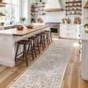 Washable Hallway Runner Rug 3x20: Non Slip Runner Rugs with Rubber Backing Soft Kitchen Rug Farmhouse Distressed Carpet Runner for Living Room Bedroom Bathroom (Turmeric/Grey, 3X20)