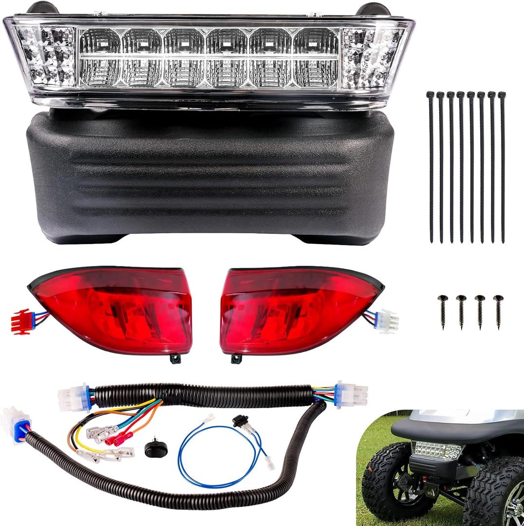 Drive-up Golf Cart LED Light Kit for Club Car Precedent 2004-2008.5 Electric Models, Replaces 12V Club Car LED Headlight and Taillight Assembly OEM 102524801, 1025290-01