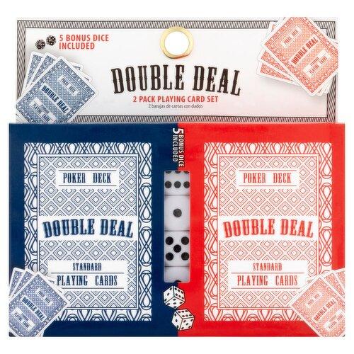 Jacent Double Deal  Playing Cards with Bonus 5 Dice - 4 Set