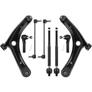 Front Lower Control Arms w/Ball Joints + Tie Rods + Sway Bar Links Suspension Kit Replacement for 2009-2012 Dodge Caliber, 2007-2017 Jeep Compass/Patriot (8pc)