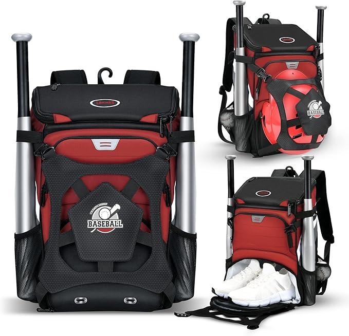 BAGNN Baseball Backpack for Adult and Youth, Large Capacity Lightweight Softball Bag With Shoe Compartment and Fence Hook for TBall Bat & Equipment, Waterproof for Helmet, Gloves