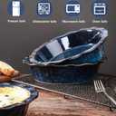 vicrays Ceramic Pie Pan for Baking - 9 inch Pie Plate, Round, Fluted and Deep Pie Dish for Tart, Pizza, Apple Pie, Quiche, Pot Pies, Cake - Reactive Glaze (Starry Blue)