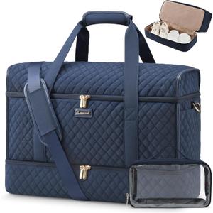 LOVEVOOK Large Travel Duffle Bag, Weekender Bags for Women With Shoe Compartment, Overnight Hospital Bag For Women Labor Delivery, Carry on Bag Personal Item Travel Bag, Yoga Gym Duffel Bag (Navy Blue)
