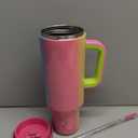 Meoky 50 oz Tumbler with Handle, Tumbler with Lid and Straw, Insulated Stainless Steel Travel Mug, 100% Leak-proof, Keeps Cold for 36 Hours or Hot for 12 Hours (Carnival)