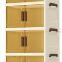 Karramlili Stackable Storage Bins, 4 Tiers, Collapsible Storage Bins with Magnetic Door, Plastic storage cabinet with Wheels, Closet organizers and Storage Containers
