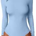 ANRABESS Women Long Sleeve Crew Neck Bodysuits Top 2026 Fall Slim Fit Ribbed Knit Soft Basic Tee Shirts, Size Large