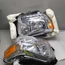 Pair Headlights Assembly Compatible for Toyota Tundra 2014-2021 Toyota Tundra with Clear Lens/Chrome Housing/Amber Reflector Front Lamps Driver and Passenger Side(Set of 2) #TO2502218