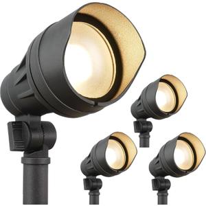 hykolity Low Voltage Landscape Spotlight, 12V-15V Die-cast Aluminum LED Landscape Lighting with Connector, 9.8W 390LM Waterproof Outdoor Spotlights for Yard, Garden, Pathway, 4 Pack, ETL Listed