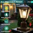 Solar Post Lights Outdoor – No Wiring Required, Auto Dusk to Dawn Fence & Pillar Light for Backyard, Garden, Pathway, Metal and Glass Built Weather Resistant Post Lamp Lights (Warm White)