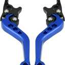 Keenso 1 Pair Motorcycle Clutch Brake Handle Levers, Universal Brake Lever Handle Double Disc for GY6 Xmax 400(Blue)