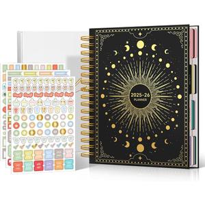2025 Planner Weekly and Monthly, 2025-2026 Planner Spiral Bound Hard Cover Planner with Stickers & Gift Box, Jan 2025–Jun 2026, 18 Month Large Daily Planner, Tabs