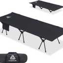 CAMPNACHT Ultralight Camping Cot with Leg Extenders, Aluminum Lightweight Folding Cot for Adults, Portable Backpacking Compact Tent Cot for Outdoor, Hiking, 1 Pack with 2 Use Modes, Black