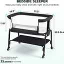Cowiewie Bassinet Bedside Sleeper, Lightweight Portable Crib, Black