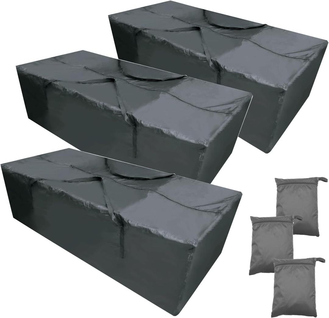 Outdoor Cushion Storage Bags 68 * 30 * 20 Inch, Upgrade Outdoor Patio Cushion Storage Bag, Pillow Storage Bag with Durable Handles 3 Pack (Black)