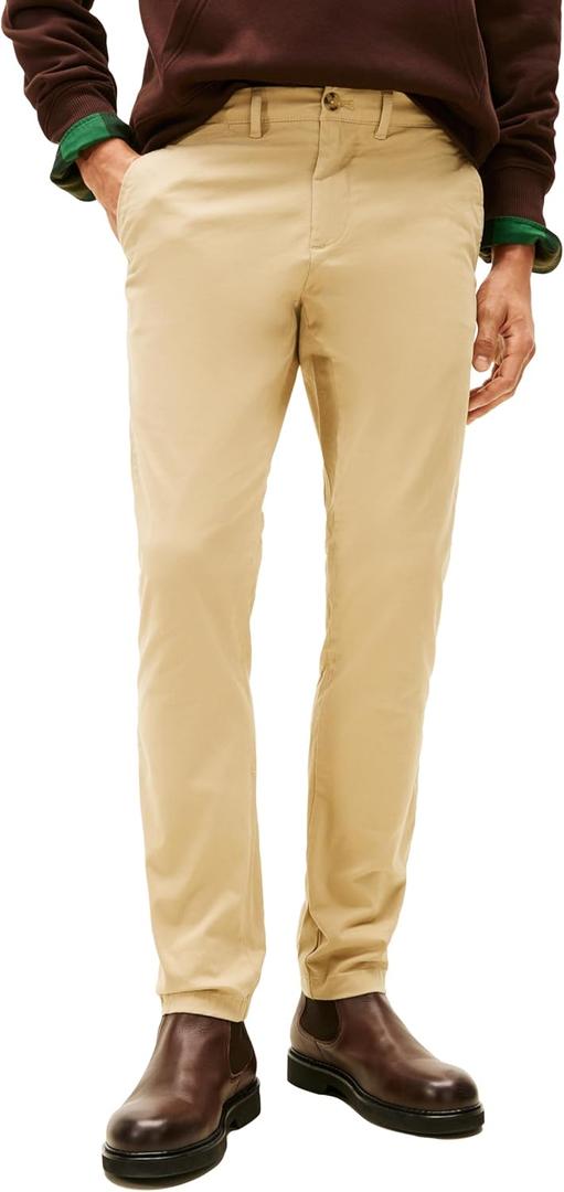 Tommy Hilfiger Men's Stretch Cotton Chino Pants in Slim Fit (Brown), 32W 30L