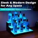 Royxen LED Lighted Liquor Bottle Shelf 3 Tier, 16 Inch Bar Shelf with Remote, Bottle Stand Multi-Color Lighting Modes for Bars