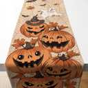 4 x OHOME Halloween Decorations - Waterproof Table Runner for Indoor Outdoor | Halloween Pumpkins Leaves Ghost Bats Table Decor of Party Favors Supplies Backdrop Tablecloth for Home Office Kitchen