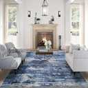 8x10 Area Rugs for Living RoomLarge Machine Washable Area Rug with Non Slip Backing Non Shedding Abstract Stain Resistant Carpet for Bedroom Dining Room Nursery Home Office - Beige/Blue (8' x 10')