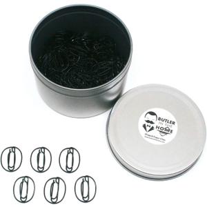 Butler in the Home Pick Your Favorite A-Z Alphabet Letter or 0-9 Number - 100 Count Black Colored Paper Clips for Initials or Birthdate - Comes in Round Tin with Lid and Gift Box (Number 0)