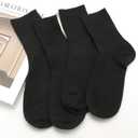 Womens Crew Socks Size 5-9 Cute Casual Athletic Crew Neutral Long Fall Cotton Socks for Women 6 Pack (Black)
