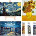 Small Jigsaw Puzzles for Adults Challenging Puzzle Small Puzzles Mini Jigsaw Puzzles for Adults 150 Pieces Starry Night Rhone River Sunflower 6 x 4 Inches, 3 Pack, Mini Easel Included (Van Gogh 01)