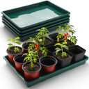 5 Pack Seed Starter Trays (17"x11"x2"), Plastic Flat Nursery Pots Trays, Durable Carrying Seedling Starter Tray, Reusable Tray for Planting and Collecting Drainage Water (Green)