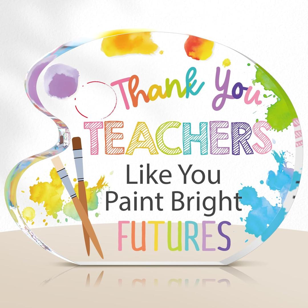 Vercraft Art Teacher Appreciation Gifts for Women Men Acrylic Thank You Appreciation Gifts for Art Teacher Clear Table Keepsake Sign Paperweight Birthday School Graduation