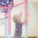 BLUERISE 55IN 6FT Toddler Trampoline for Kids Indoor Outdoor Play for Kids Trampoline Basketball Hoop Attachment with Enclosure Net Easy to Assemble